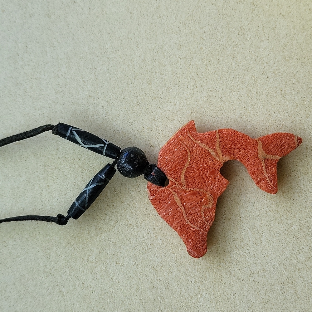 Red Coral Shell Dolphin Charm